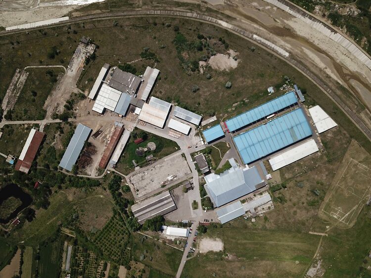 An arial view of a tobacco factory