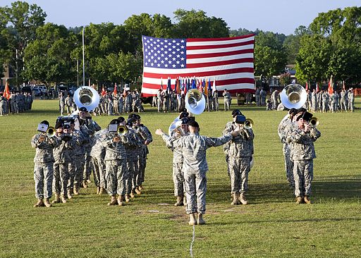 U.S. Soldiers of 434th Signal Corps Band play on the field during the opening ceremony at Signal Center commanding general change of command ceremony on Fort Gordon Ga. July 21 2010 100721-A-NF756-001 1