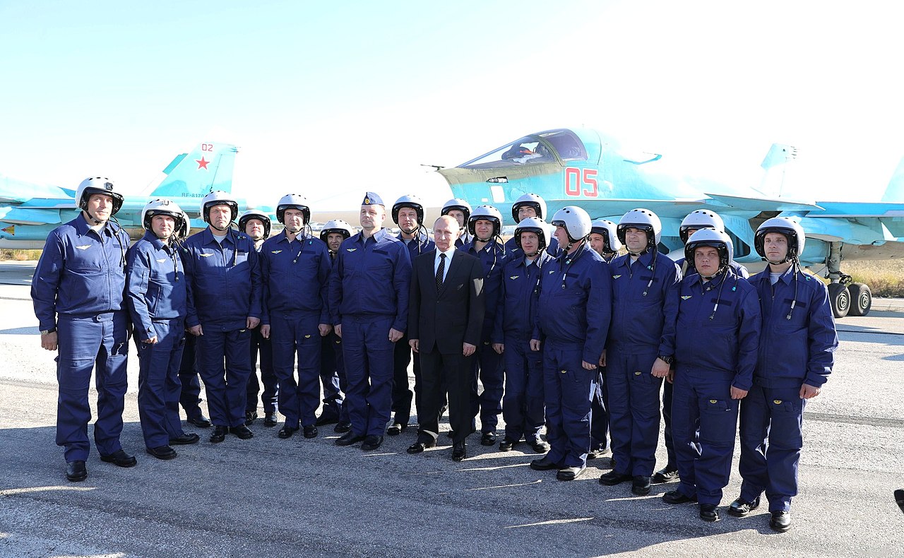 Vladimir Putin in Khmeimim Air Base in Syria