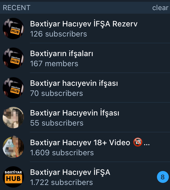 A screenshot from a search result on Telegram