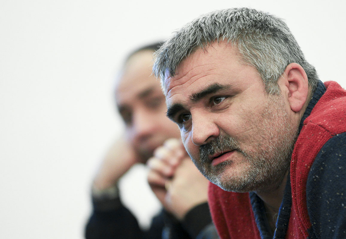 In this March 2, 2014 photo, Azerbaijani journalist Afgan Mukhtarli speaks at an event in Baku, Azerbaijan. (Photo: AP Photo/Aziz Karimov)
