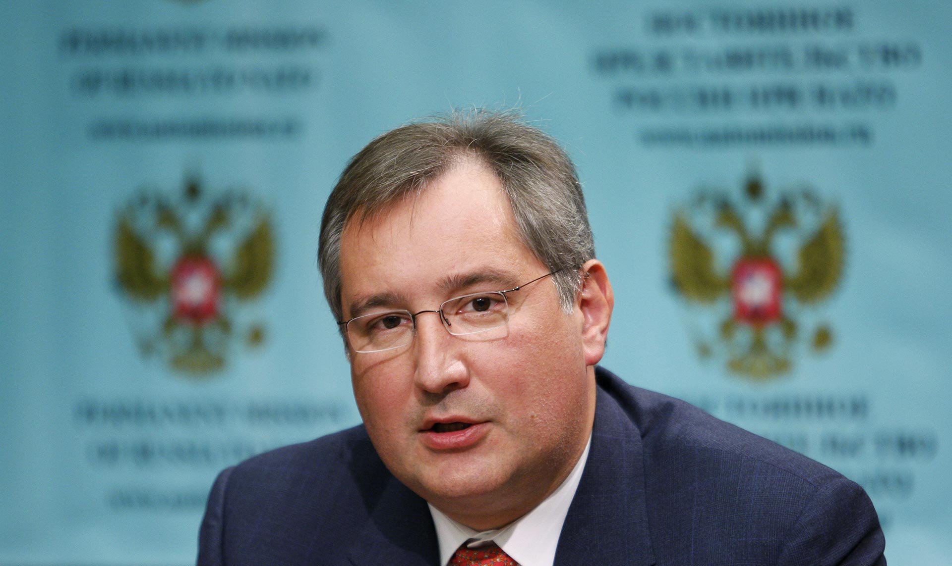 Dmitry Rogozin at a May 2018 press conference with Japan’s Prime Minister Shinzo Abe. Rogozin was recently made director general of Roskosmos, and from 2011 to 2018 deputy prime minister with oversight of the country’s defense industry. Credit: Grigory Dukor / Reuters