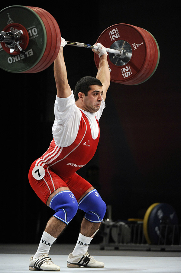 Tigran G. Martirosyan competes during the finals of the 2011 World Weightlifting Championships on November 10, 2011 in Chessy, near Paris. (Photo: AFP PHOTO / BERTRAND GUAY).