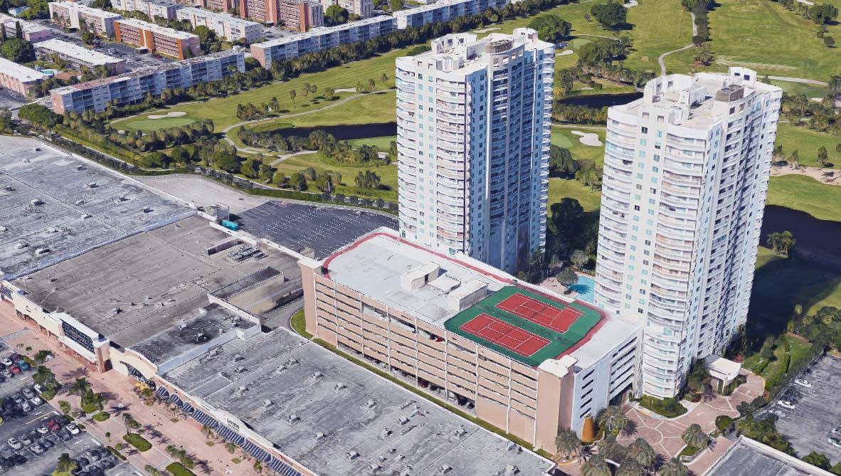 A screenshot from Google Maps showing Duo Hallandale, the complex in Hallandale Beach, FL, where Ernestas Butrimas, the son of Kristina Brazauskienė, owns a luxury condo. (Photo: Google Maps)