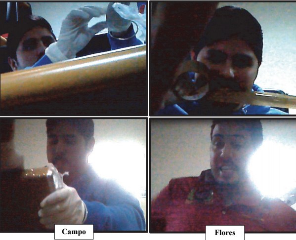Efraín Campo (left) handles a package that is claimed to be a kilo of cocaine while Franqui Flores makes a grimace (right). This picture was part of the exhibits during the trial. 