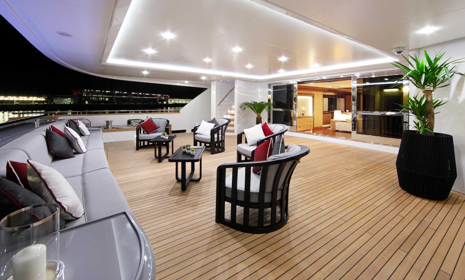 One of several lounge areas aboard the Prima
