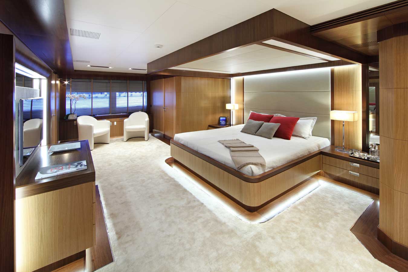 The master suite aboard the Prima