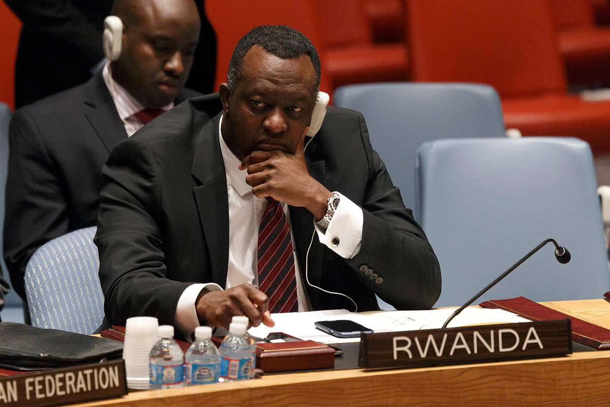 Eugène Richard Gasana during a UN Security Council meeting