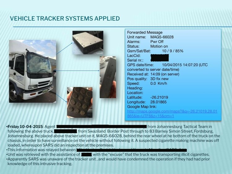 Presentation from BAT/FSS describing a vehicle tracker system