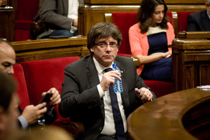 Carles Puigdemont in the Catalonian Parliament