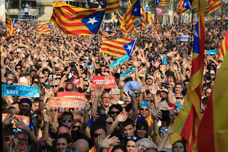 Catalonians celebrate in Barcelona