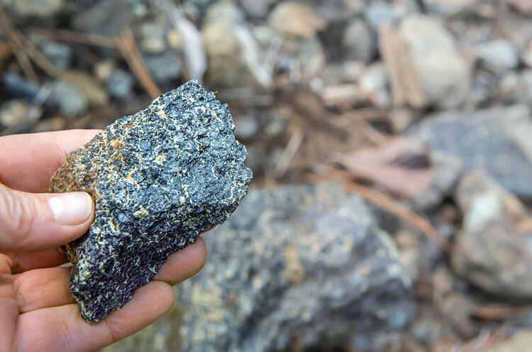 A piece of chromite ore