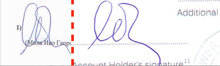 Credit card application form with signature