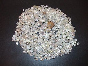A pile of diamonds on a table