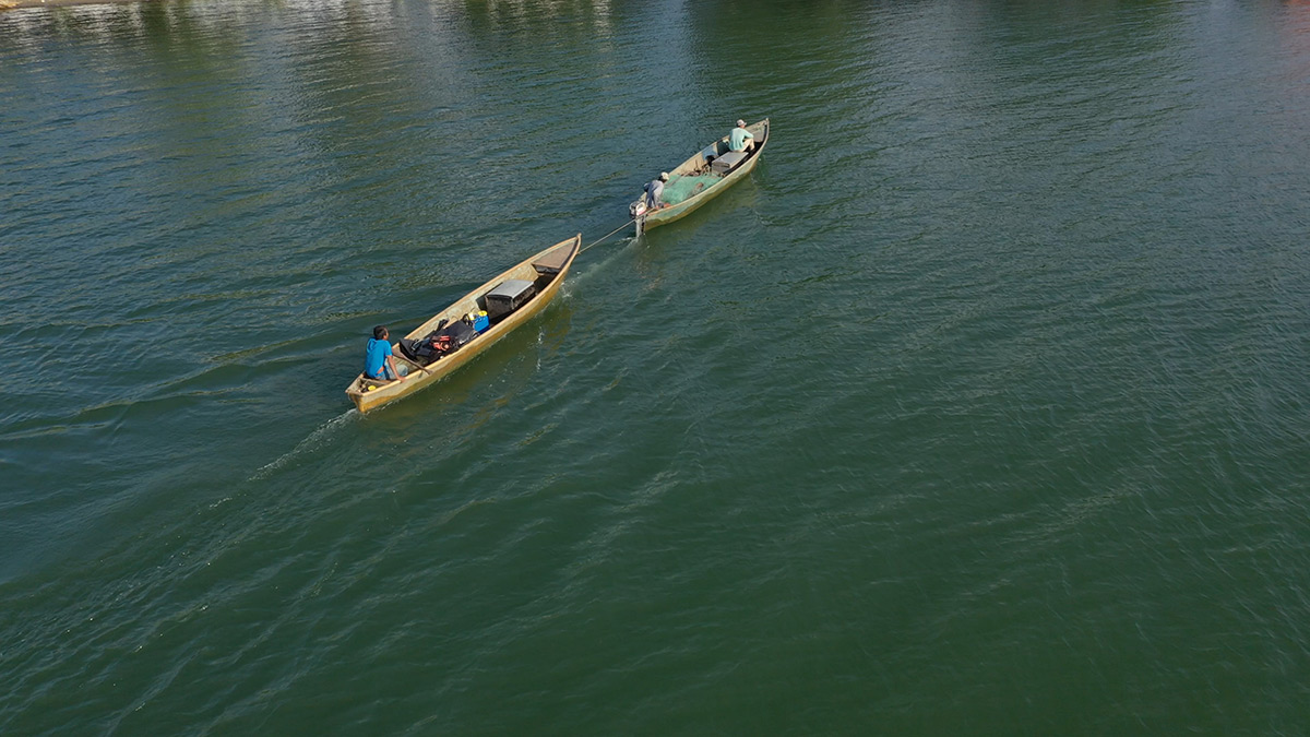 Fishermen in their boats