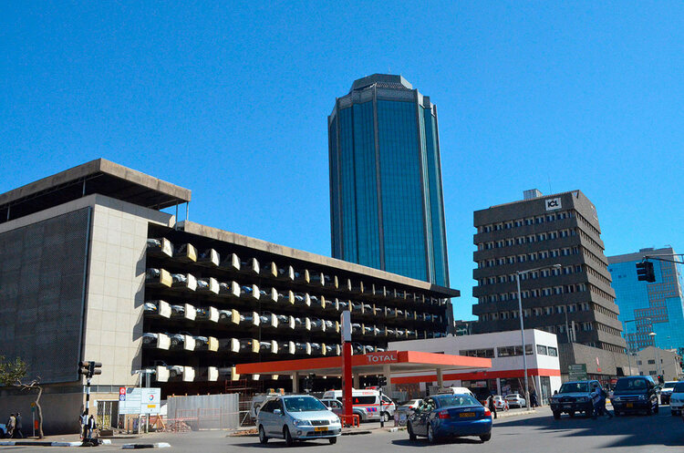 The exterior of Zimbabwe's Central Bank