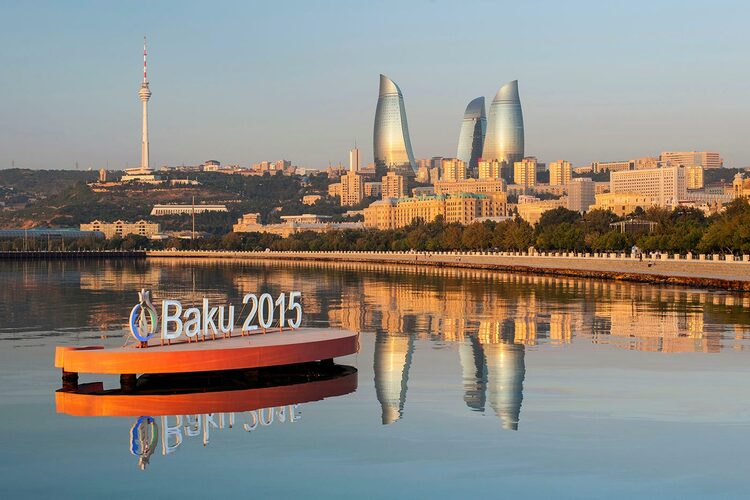 A sign advertising the Baku European Games