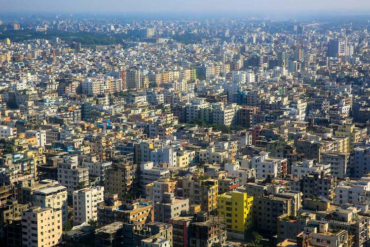 An aerial view of Dhaka, Bangladesh