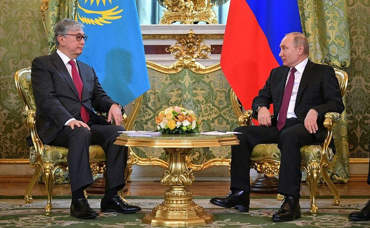 Russian president Vladimir Putin meets with Kazakh President Kassym-Jomart Tokayev