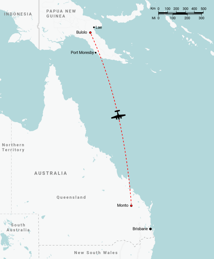 Infographic showing the route the black flight took