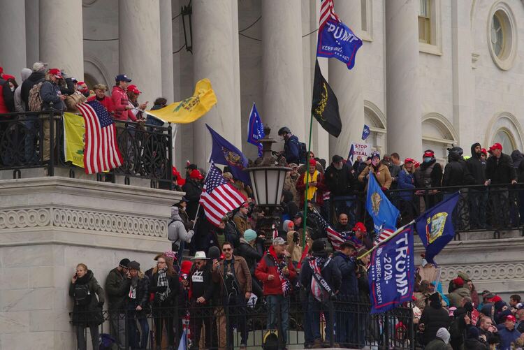 Supporters of Donald Trump storming the U.S. Capitol during the riots on 6 Jan 2021