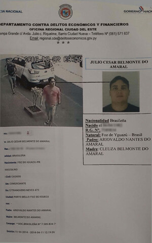 A man believed to be Julio Cesar Belmonte do Amaral is captured in CCTV footage at a Visión Banco ATM
