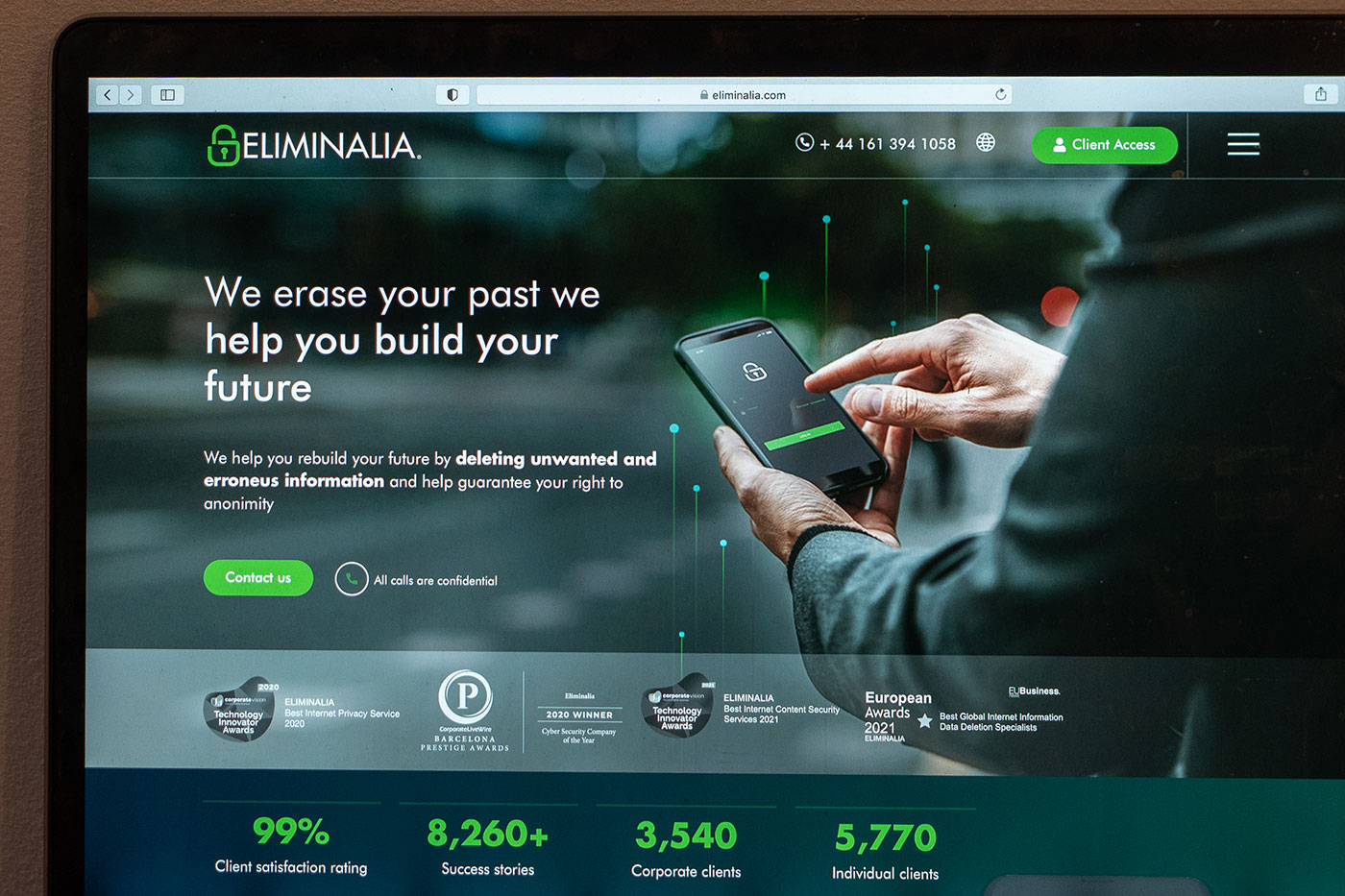 Screenshot of the front page of Eliminalia’s website