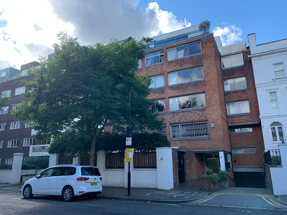 Exterior of building at Porchester Terrace in London