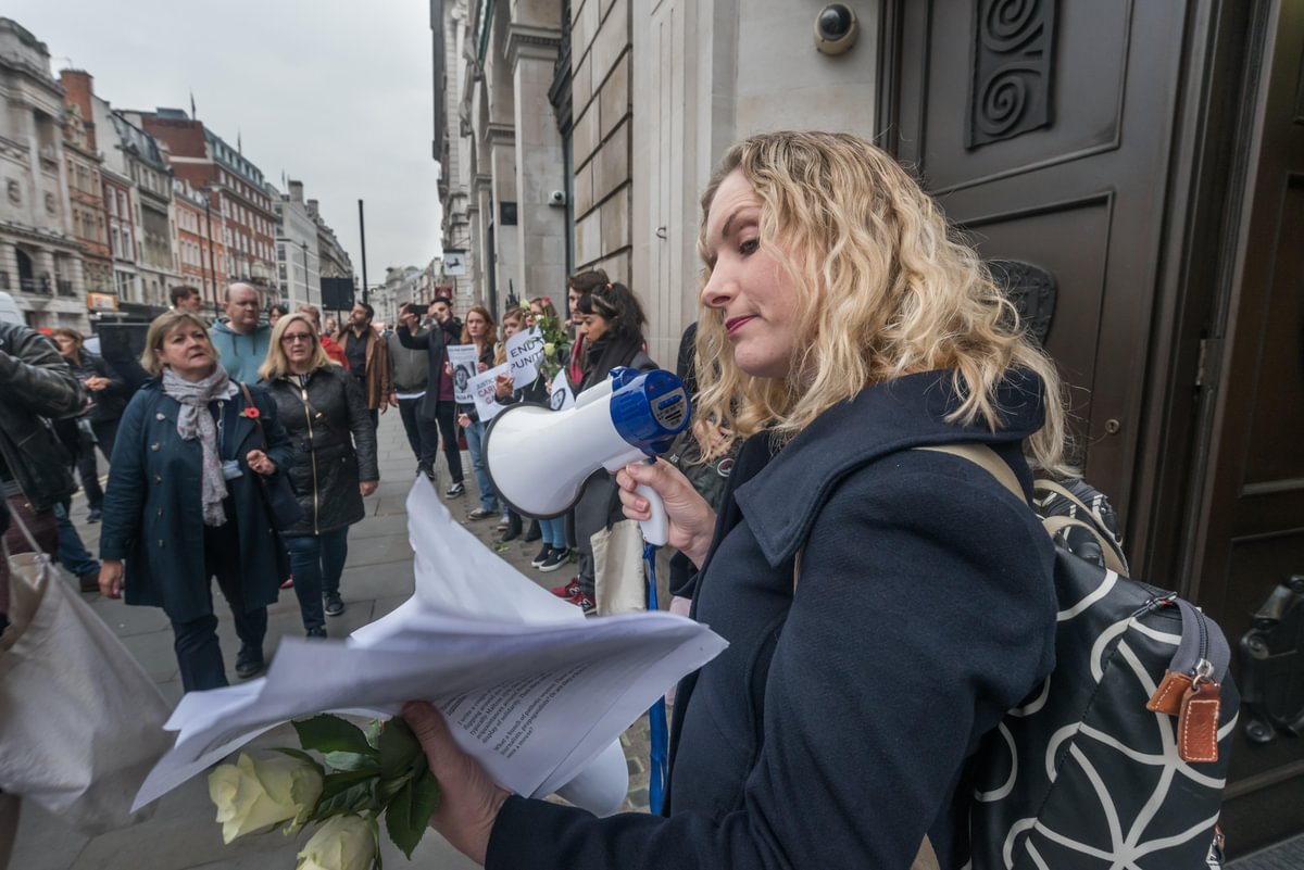 A protest outside Malta House in London