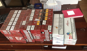 A pile of smuggled Chinese cigarettes