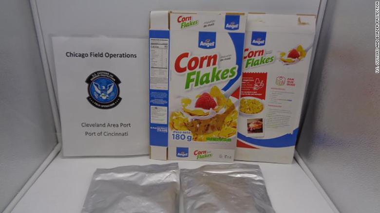 Customs officials in Cincinnati seized 44 pounds of cocaine concealed in a shipment of cornflakes (Credit: US Customs and Border Protection)
