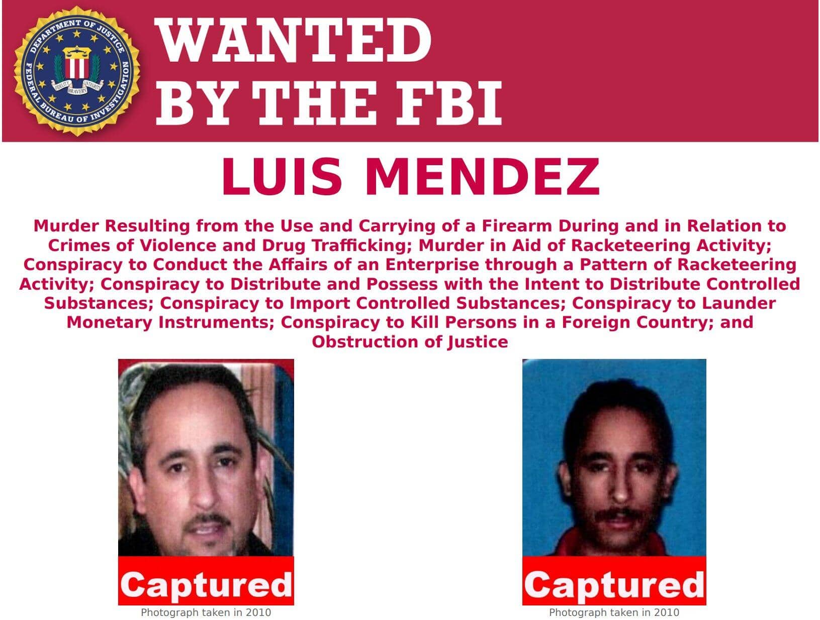 Luis Mendez has been arrested by Mexican authorities on US charges relating to the 2010 slaying of a pregnant American consulate worker and her husband (Photo: FBI El Paso)