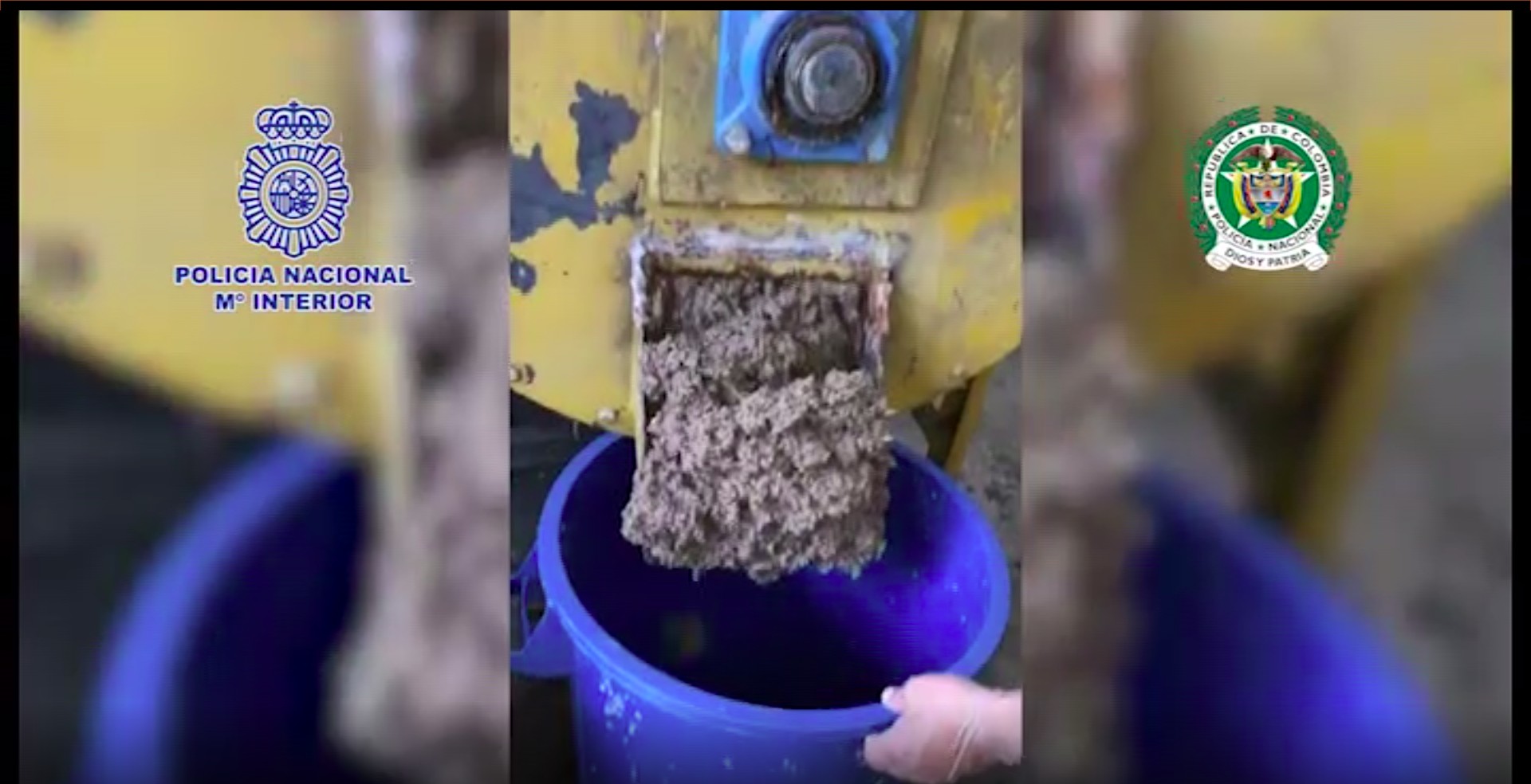 Police footage shows the pulping process used to infuse the cardboard boxes with cocaine (Photo: Policia Nacional)