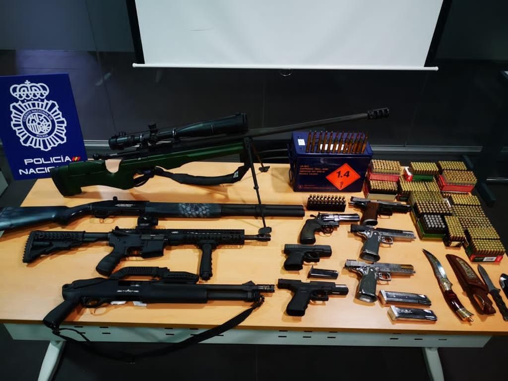 In a series of raids, police seized a dozen high-powered weapons including a sniper rifle and two combat shotguns (Photo: Europol) 