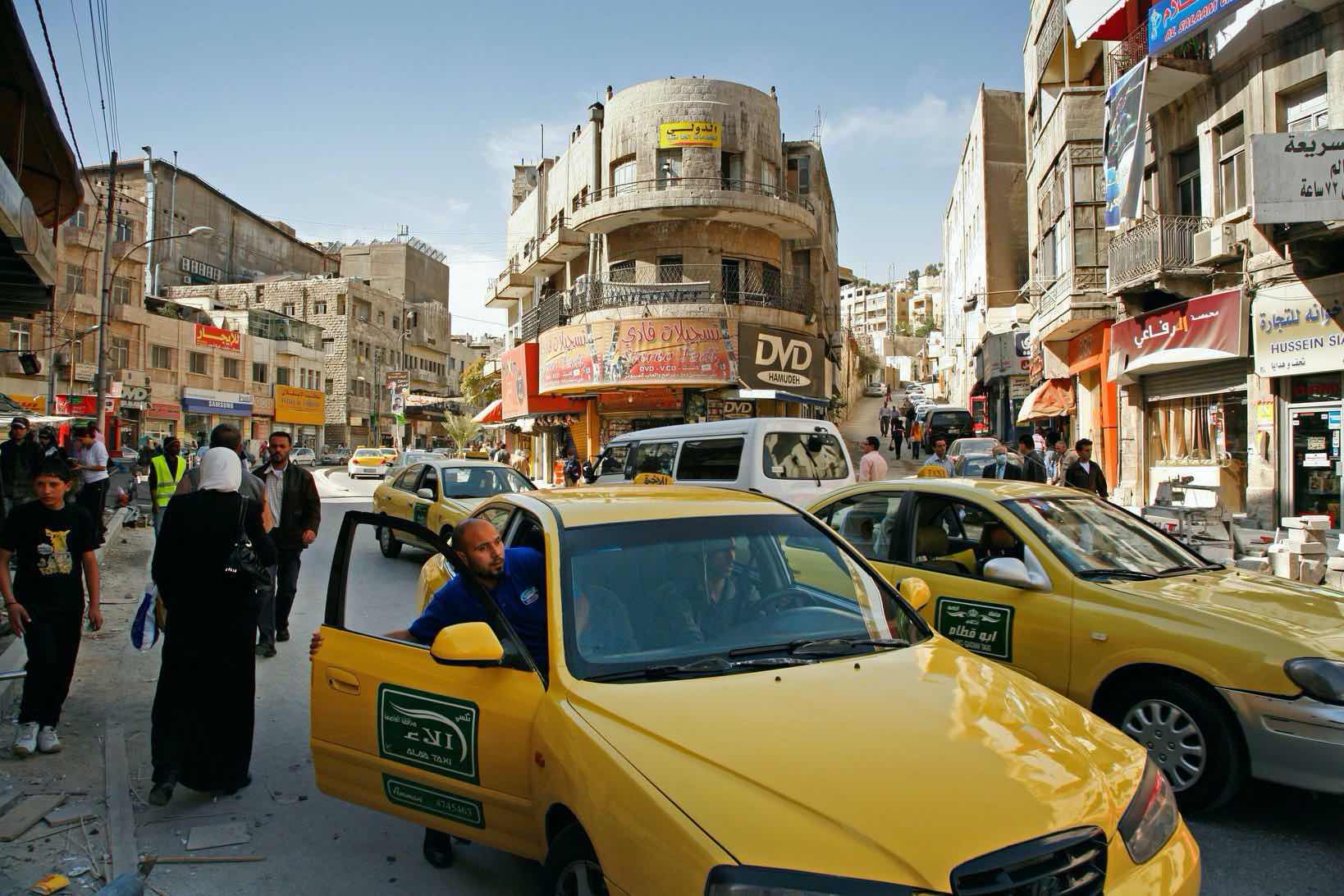 A busy intersection in downtown Amman, Jordan’s capital and political center.