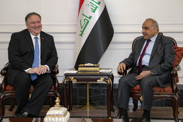 Prime Minister Adil Abdul-Mahdi meets with US Secretary of State Mike Pompeo in May