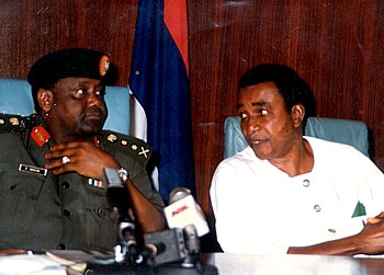 Fmr. President General Sani Abacha (left) with his Sports Minister
