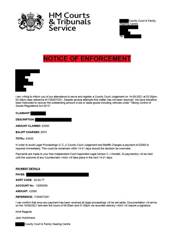 Fake Notice of Enforcement
