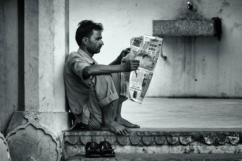 India Media Guy Reading Newspapers