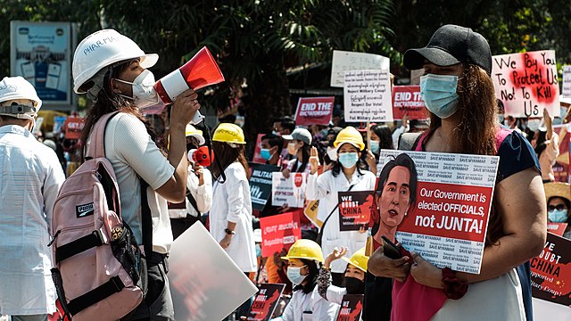 Protest in Myanmar against Military Coup 14-Feb-2021 19