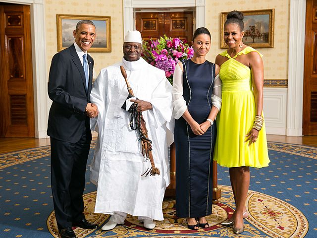 Jammeh and his wife Zineb met with the Obamas at the white house in 2014, only a few miles from their Maryland property. (source:Wikimedia Commons)