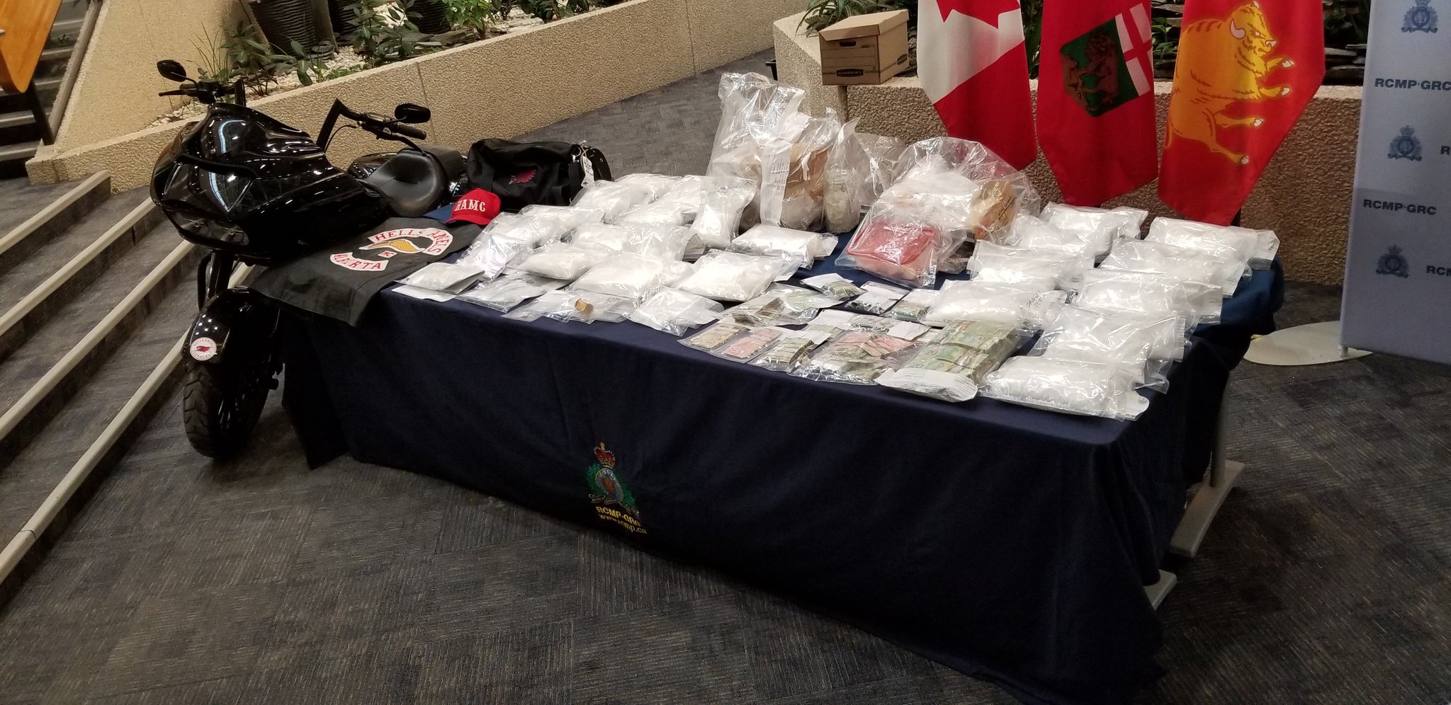 RCMP show off a record seizure of meth in Manitoba. (Manitoba RCMP / Twitter)