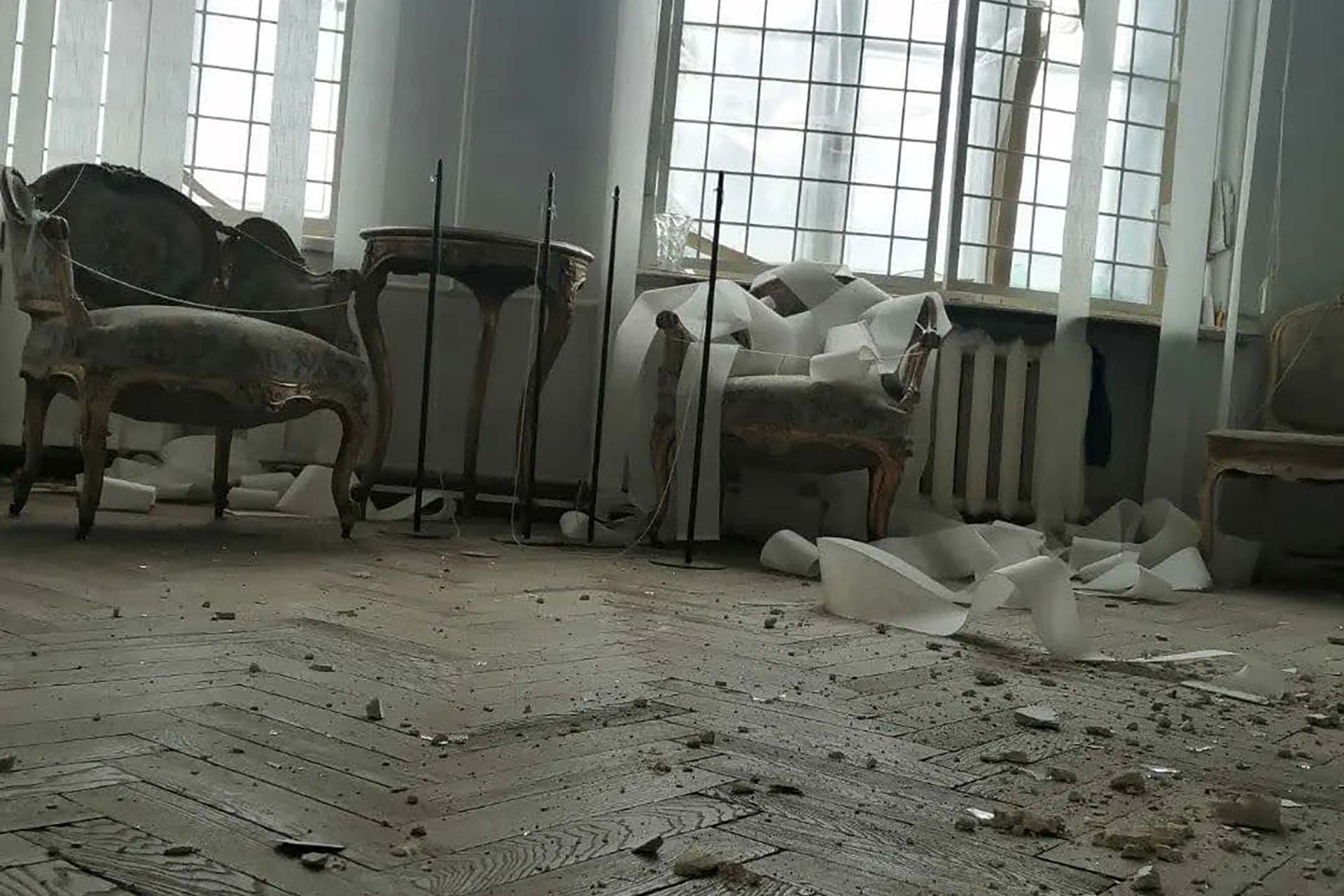 One of the damaged rooms of the Kharkiv Art Museum