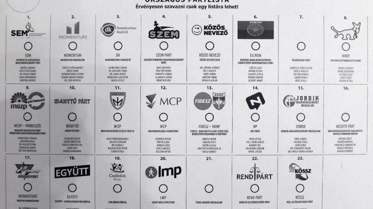 Hungarian ballot for 2018 general elections; Photo: Transparency international