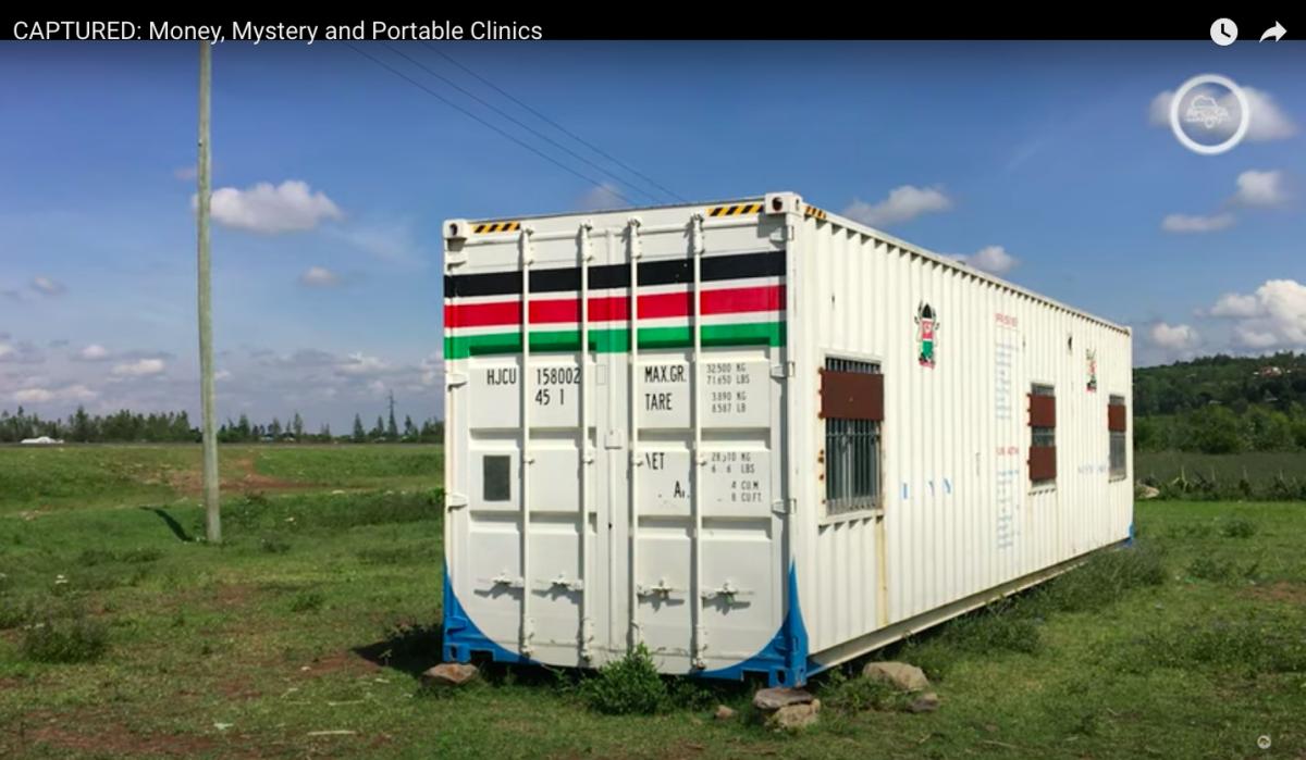 Reporters located one of the mobile container clinics purchased by the Ministry of Health. Credit: Africa Uncensored