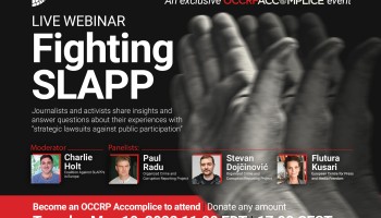 Вебинар о SLAPP: редакторы OCCRP обсудят, как необоснованные иски вредят журналистике